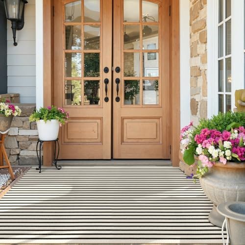 Black and White Outdoor Rug Fall Patio Porch Rug Living…