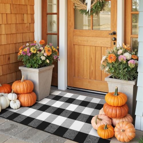 Buffalo Plaid Outdoor Rug Runner Doormat 24'' x 51"