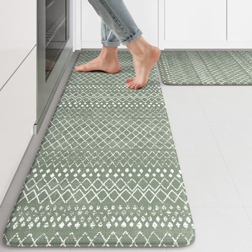 Kitchen Mats for Floor Anti Fatigue Green Boho Kitchen…